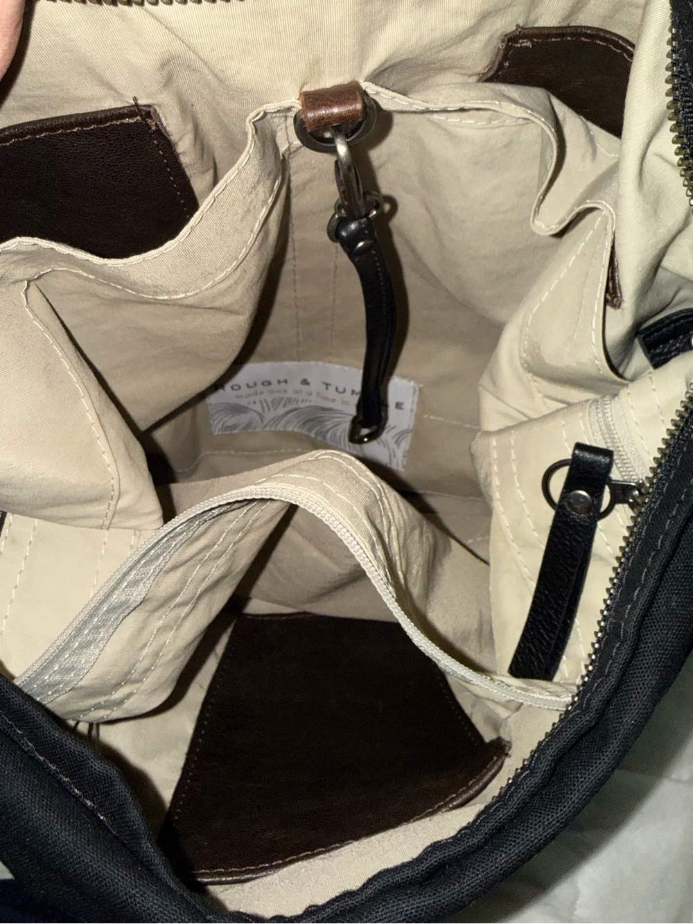 Rough & tumble city safari Black canvas and Tourmaline leather Shoulder Bag - Picture 3 of 4